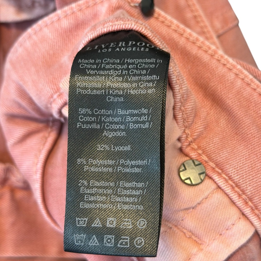 Liverpool Los Angeles Womens Cropped Straight Leg Pink Jeans Frayed Hem Size 14 - Picture 8 of 9